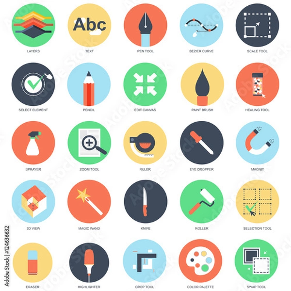 Fototapeta Flat conceptual icons design tools