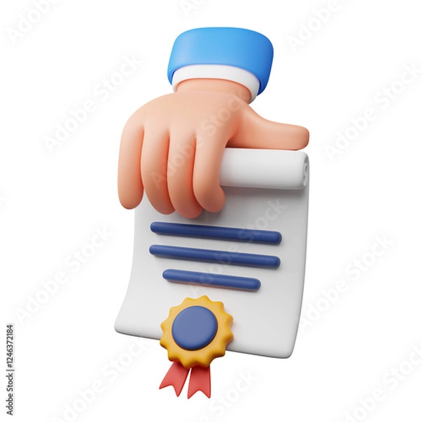 Obraz 3d illustration of hand holding a certificate