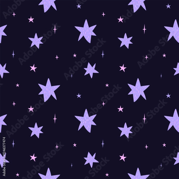 Fototapeta Seamless vector pattern with stars for background, wallpaper, printing, textile design, blanket pattern, decor etc. Star pattern in dulcet style.