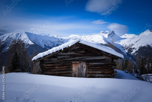 Fototapeta Scheune im Winter