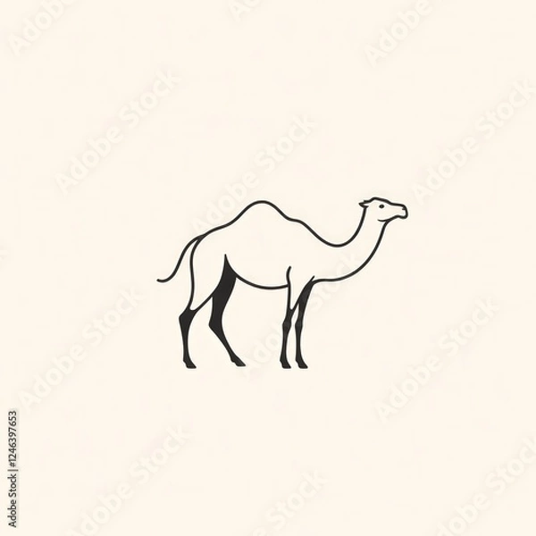 Fototapeta Camel or Unta minimalist logo.