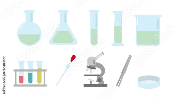 Obraz 実験器具のベクターイラストセット 試験管 フラスコ laboratory equipment
