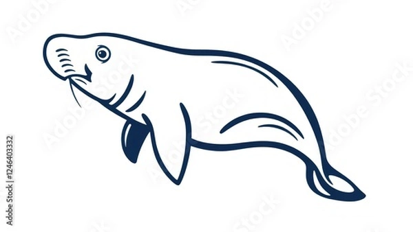 Obraz Manatee minimalist logo.