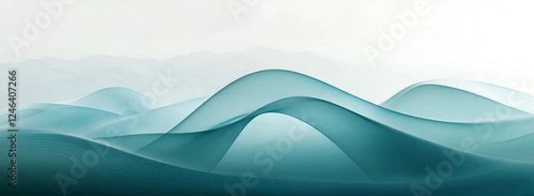 Fototapeta Contemporary Teal Wave Abstraction,
Soft and Fluid Teal Motion Design