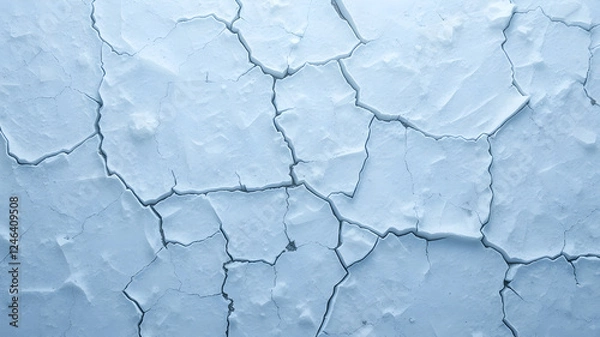 Fototapeta Thick layer of cracked ice texture. Background for banner, backdrop or texture. Generative AI