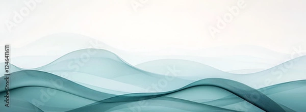 Fototapeta Modern Art Scene with Flowing Elegance,
Elegant Simplicity: Abstract Teal Waves