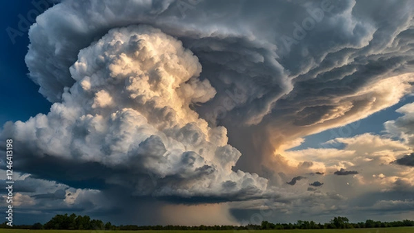 Fototapeta dramatic sky with clouds, ai generated