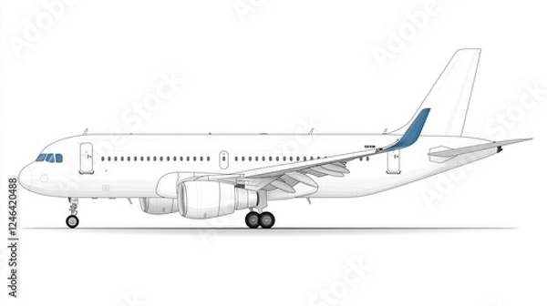 Fototapeta A transparent glass pane is featured in this vector illustration of an airplane window template that shows the outside and inside views.