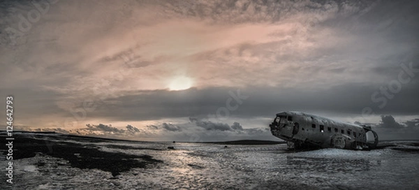 Obraz Flugzeugwrack in Island, Winter