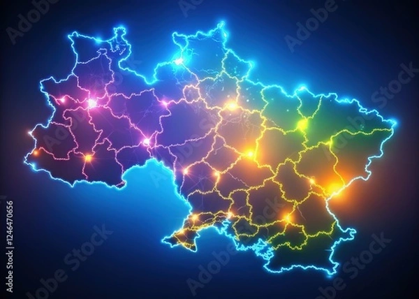 Obraz Long-exposure view of Ukraine's 2024 political landscape; contested regions highlighted.