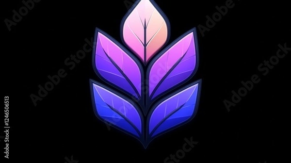 Fototapeta Vibrant Gradient Leaf Emblem Design Illustration