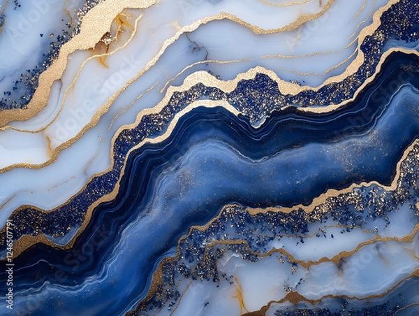 Fototapeta abstract background, creative texture of white marble with gold veins, artistic paint marbling, glittered. delicate colors. Generative Ai