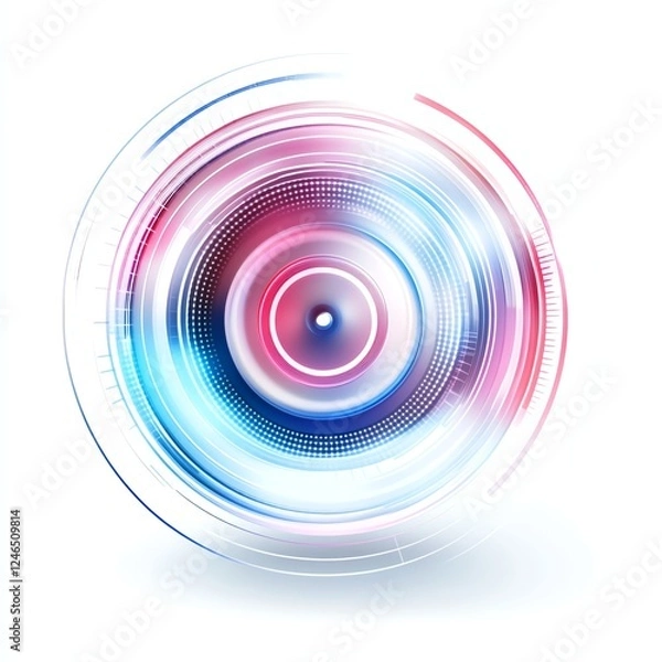 Fototapeta Abstract circular design with vibrant colors, white isolated background.
