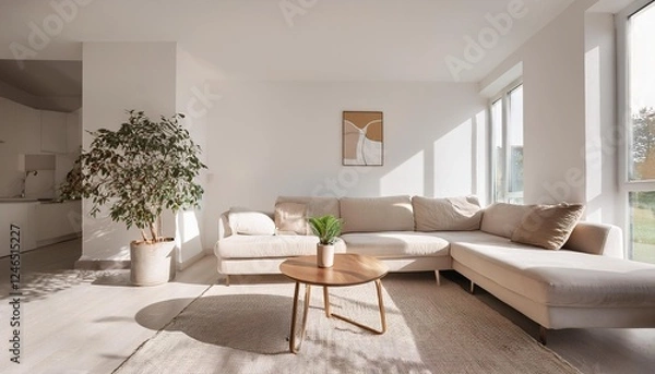 Fototapeta modern living room with fireplace