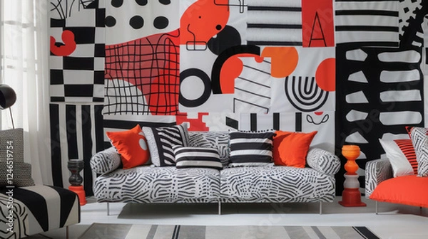 Fototapeta Stylish Typography focused congratulations featuring playful patterns and bold accents for a cheerful ambiance