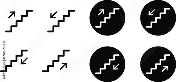 Fototapeta Staircase icons with up and down directional arrows.