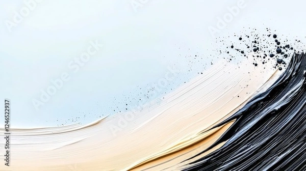 Fototapeta Abstract Wave of Black and Beige Brush Strokes on Light Background