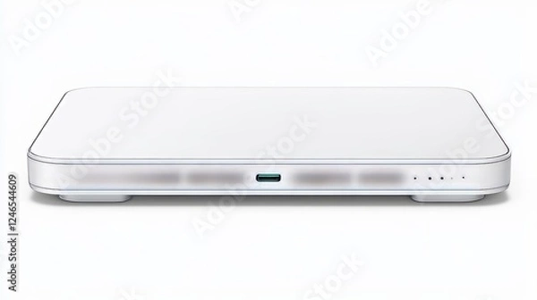 Fototapeta White Compact Network Storage Device on White Background