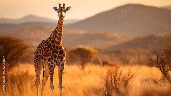 Obraz Giraffe Standing Gracefully at Sunset