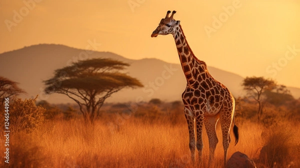 Obraz Giraffe Standing Gracefully at Sunset