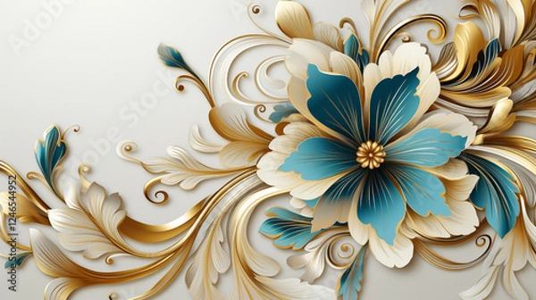 Obraz Golden Paisley Floral Luxury Background