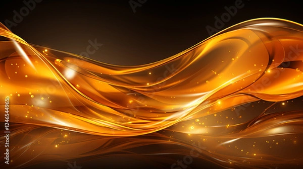 Fototapeta Abstract Smooth Golden Curve Design on Black Background