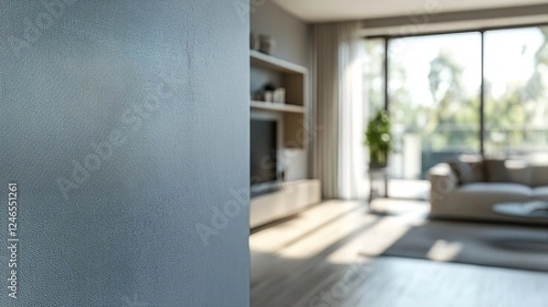 Fototapeta Gray textured background of empty wall in minimalistic modern interior