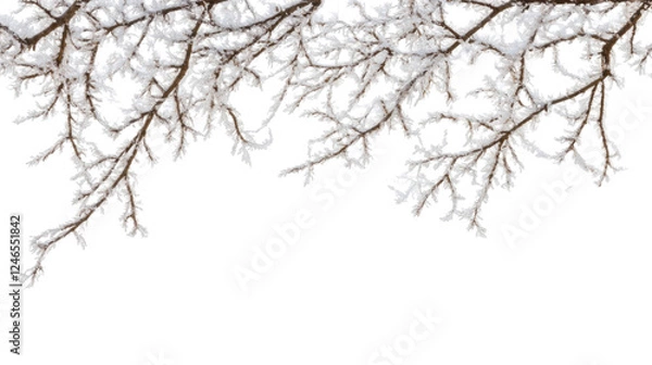 Obraz snow covered branches Isolated on white background 