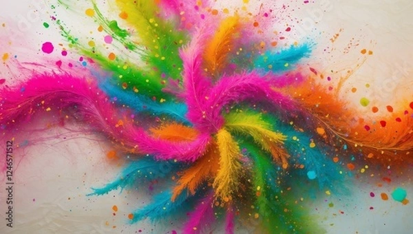 Fototapeta Abstract Watercolor Splash Background for Holi Festival Celebration. Colorful Happy Holi Greeting Card, Cover design and banner Template