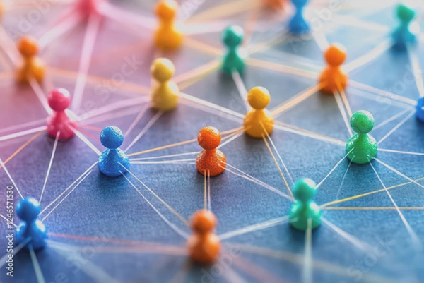 Obraz Abstract social connect line data tangle colorfully to create a connection.