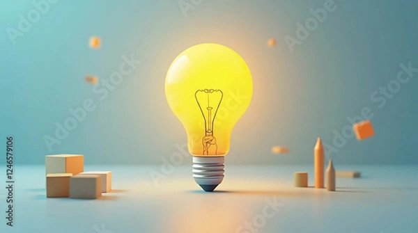 Fototapeta light bulb with idea concept