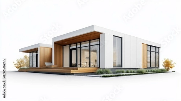 Fototapeta Modern Modular Prefab House Plan with Customizable Layout Options