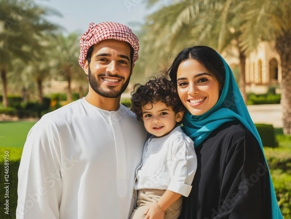 Obraz A man and a woman are holding a child