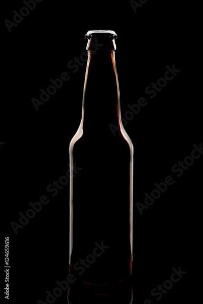 Obraz Silhouette of brown beer bottle