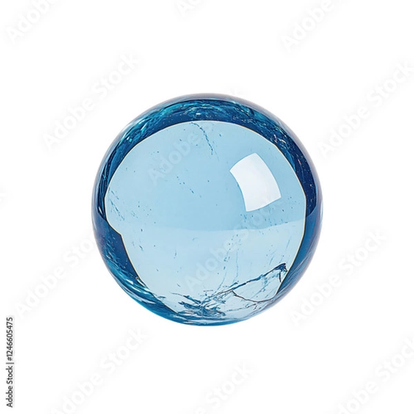 Fototapeta A smooth, spherical blue object with bubbles and reflections, resembling a glass marble or gemstone.
