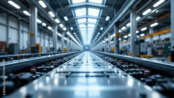 Fototapeta This image depicts an industrial facility with a large machinery system and conveyor belts.