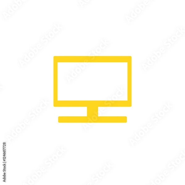 Obraz Technology monitor computer Tv or LCD yellow line icon illustration for decoration pattern or creative idea	