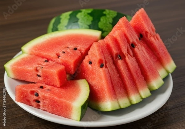 Fototapeta cut watermelon and some small pieces