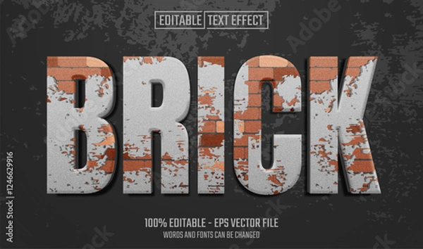 Fototapeta brick editable text effect
