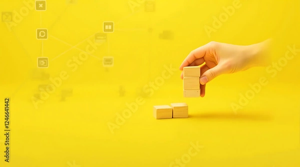 Fototapeta businessman pressing a button on the wall