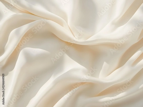 Obraz A close-up flat lay view of a white piece of chiffon fabric