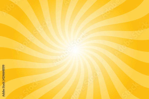 Fototapeta Abstract Mango Yellow Background with Rays Retro Starburst. Radial Spiral Stripes Backdrop. Vintage Sun Beam Texture. Sun Rays Pattern. Groovy Retro Swirl Burst. Summer Carnival Background.