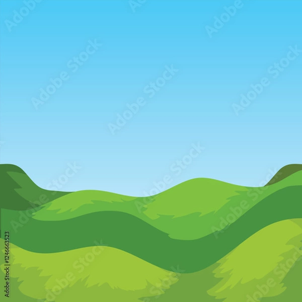 Fototapeta A green field with a blue sky and clouds  Premium AI-generated vector