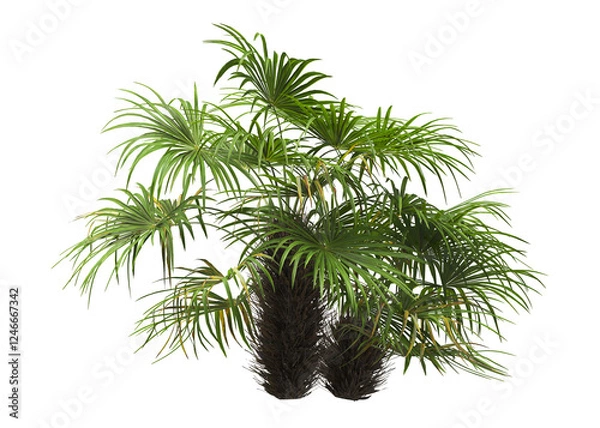 Fototapeta palm Tree isolated on white background. also known as the Rhapidophyllum hystrix, European fan palm, Phoenix roebelenii, dwarf date palm, pygmy date palm, robellini palm, Chusan palm, needle palm.