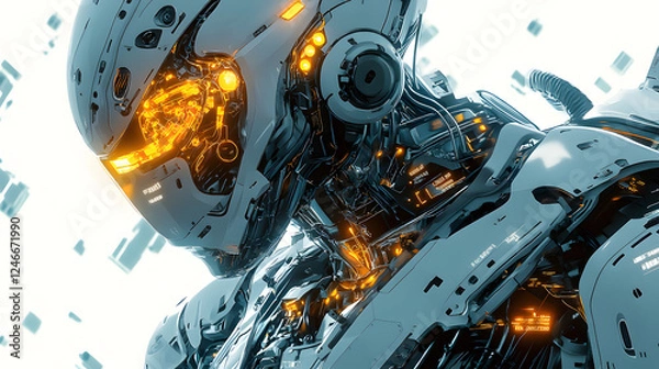 Fototapeta Futuristic Robot Head: Advanced Technology