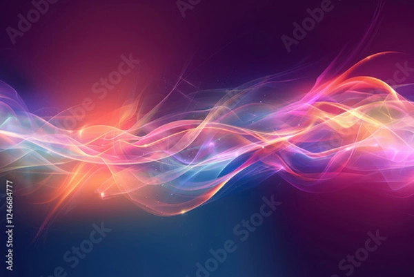 Obraz close up horizontal abstract illustration of colorful shiny waves flowing