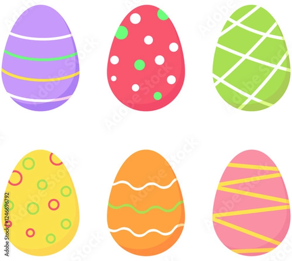 Fototapeta Set of decorated easter eggs. Vector illustration with transparent background.
