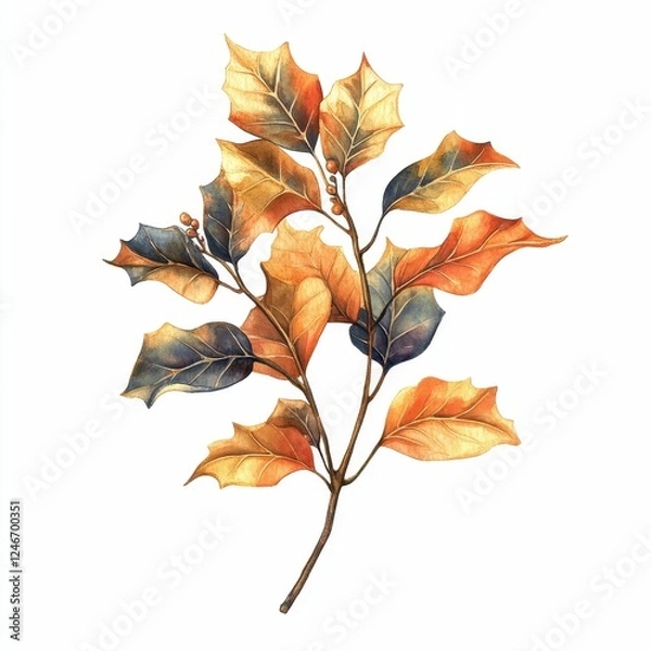 Fototapeta Autumn leaves branch with vibrant colors.