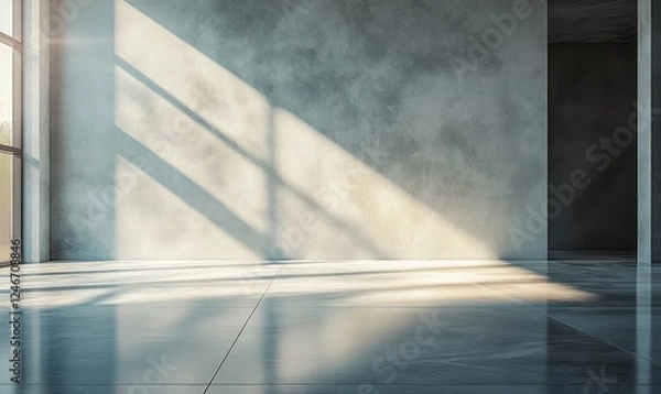 Fototapeta Minimalist Interior Scene with Soft Natural Light and Smooth White Wall for Product Display