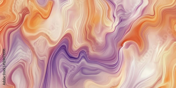 Fototapeta A seamless abstract painting effect with smooth transitions of peach fuzz, burnt orange, and lilac, appearing like a soft oil paint texture.